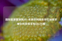 国际能源署预测2025 年剩余时间全球石油需求增长将放缓至每日65万桶