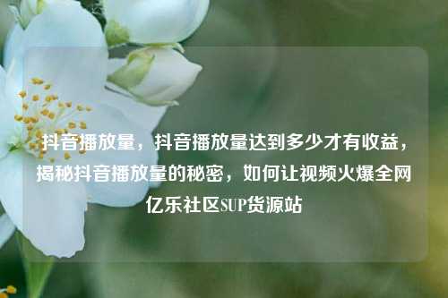 抖音播放量	，抖音播放量达到多少才有收益，揭秘抖音播放量的秘密，如何让视频火爆全网亿乐社区SUP货源站  第1张